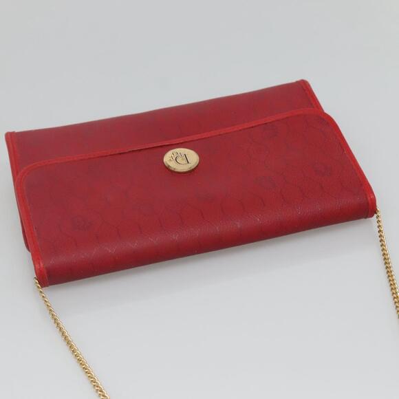 DIOR Honeycomb Canvas Chain Shoulder Bag Pvc Red Gold - Picture 6 of 12